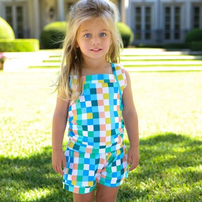 Julie Tank Short Set - Clubhouse Check - Sugar Bee Clothing