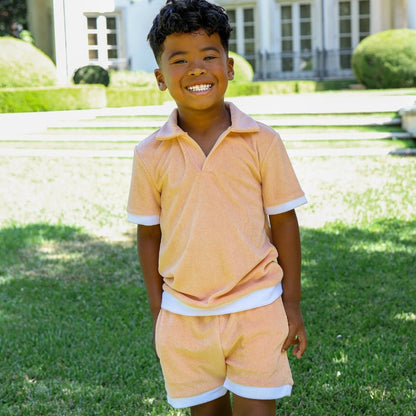 Patrick SS Clubhouse Polo Set - Preppy Peach - Sugar Bee Clothing
