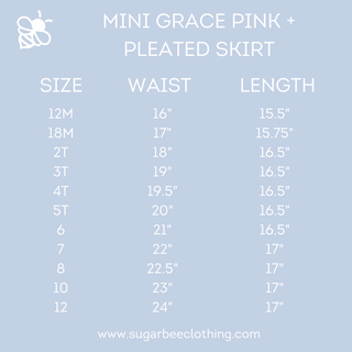 Mini Grace Pleated Skirt - Pink+ - Sugar Bee Clothing