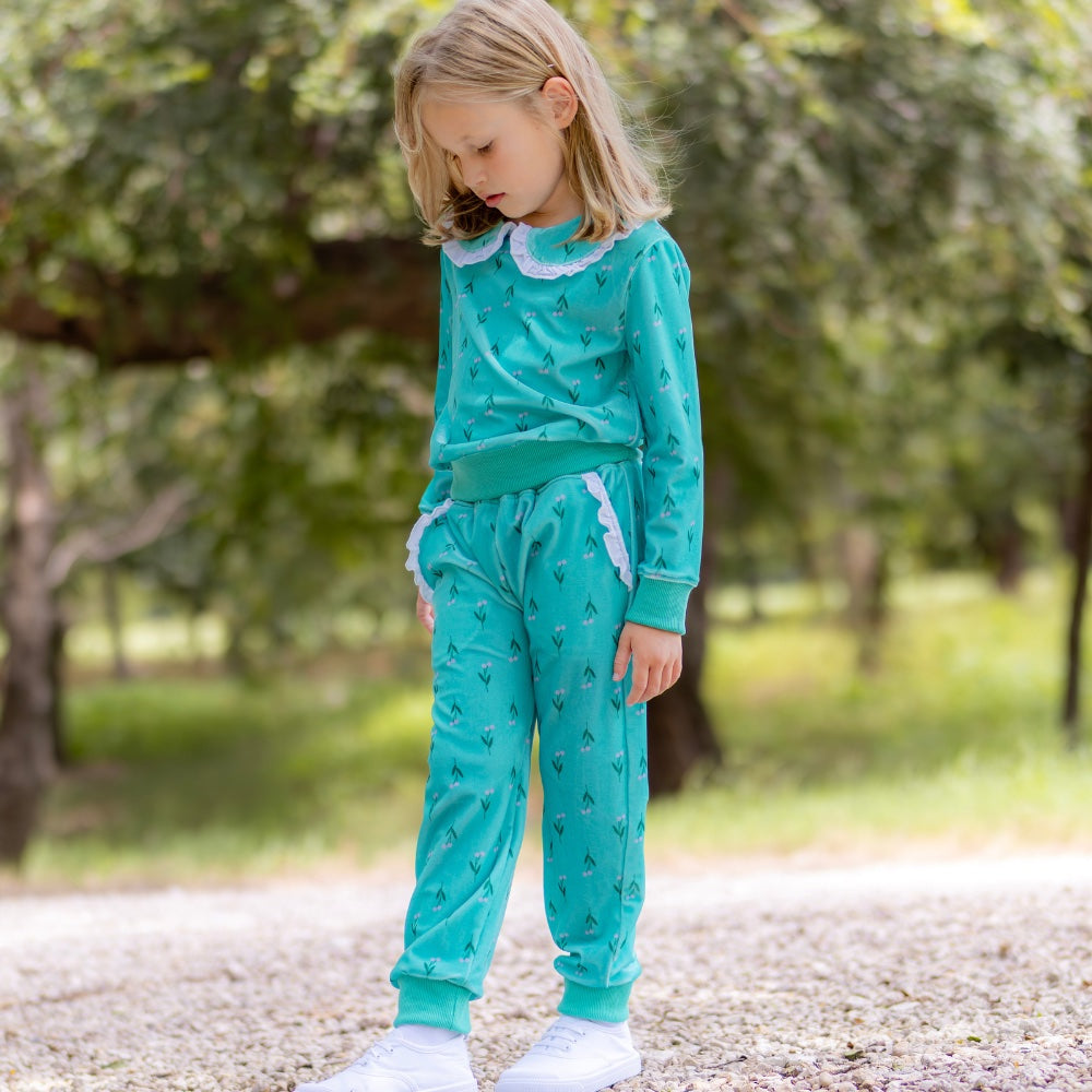 Paisley Velour Ruffle Pant Set - Orchard Prep