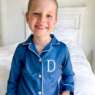 Charlie Satin Separates - Navy Long Sleeve Top - Sugar Bee Clothing