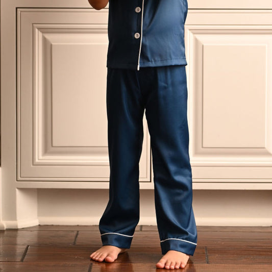 Mini Charlie Satin Separates - Navy Pants