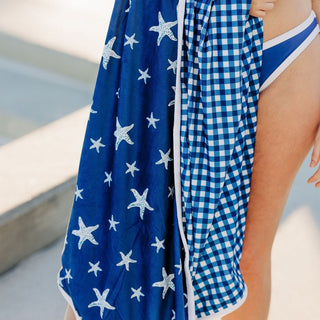 Swim Towel - Navy Starfish - Sugar Bee Clothing