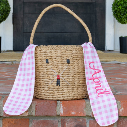 Easter Basket - Pink Gingham Bunny