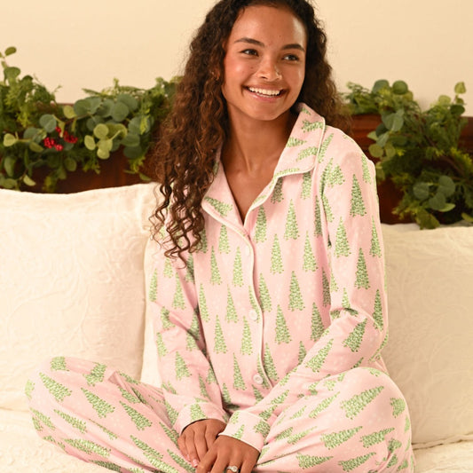 Button Down PJs - Pink Christmas Tree