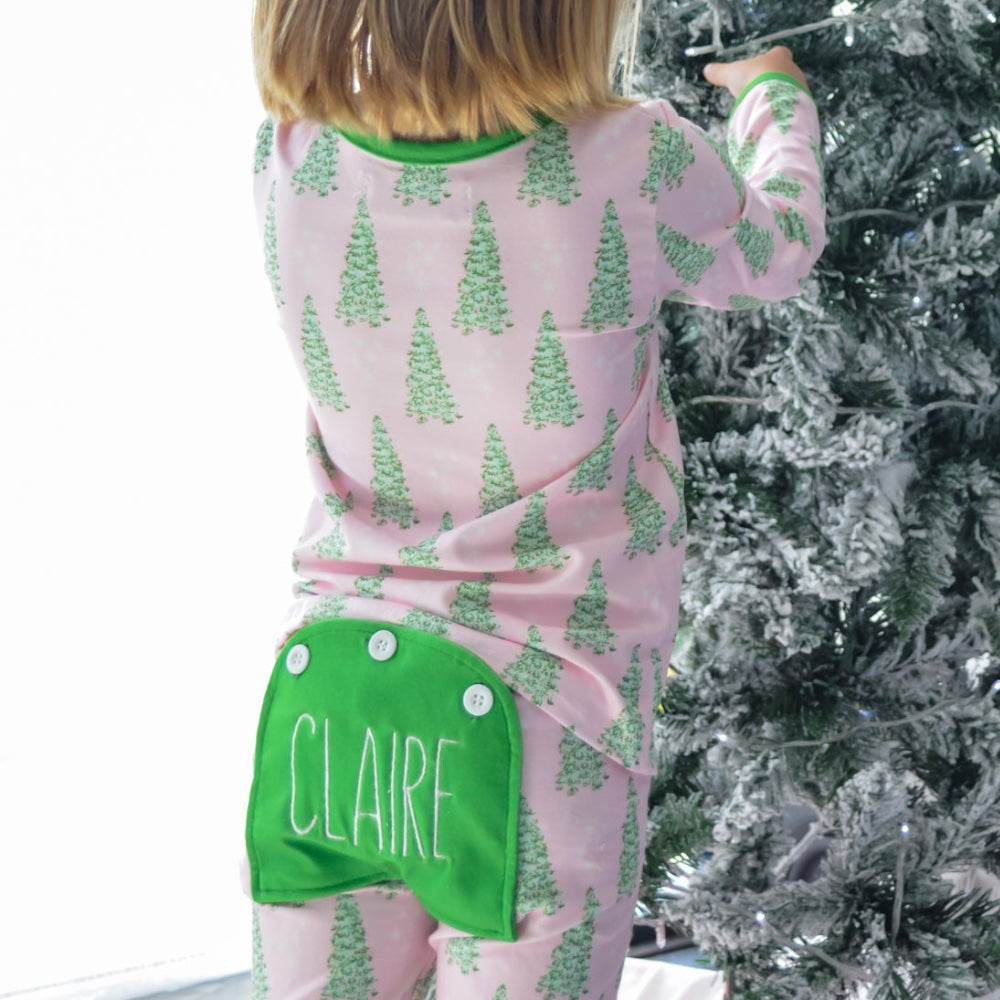 Ruffle Buttflap PJs - Pink Christmas Tree Holiday Lounge PREORDER