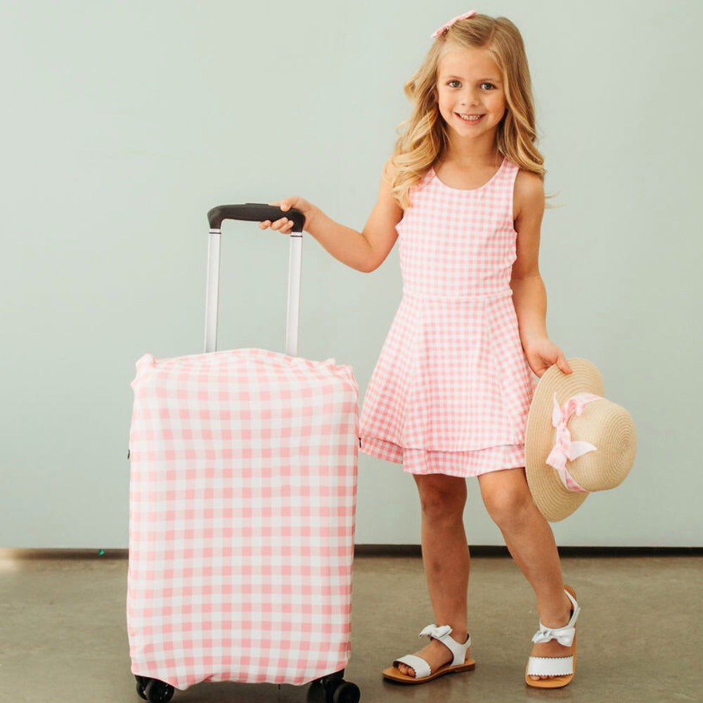Luggage Cover Pink Gingham