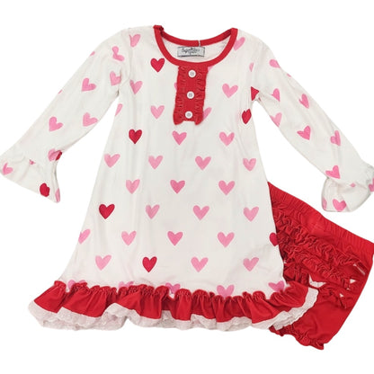 Gown with Bloomers - Pink Hearts