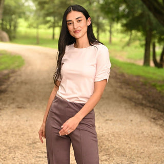 Josie 3/4 Ruched Top - Pink - Sugar Bee Clothing
