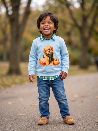 Boys Fall Puppy Lightweight Sweatshirt - Sugar Bee Clothing