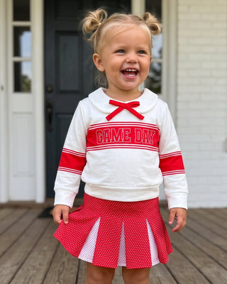 ***PREORDER***2-Piece Long Sleeve Game Day and Skort Set - Red Dot