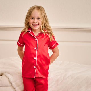 Charlie Satin Separates - Red Short Sleeve Top - Sugar Bee Clothing