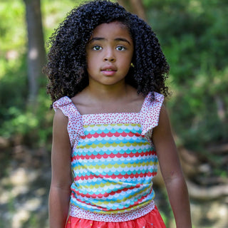 Rebecca Bow Tank - Seaside Scallops - Sugar Bee Clothing