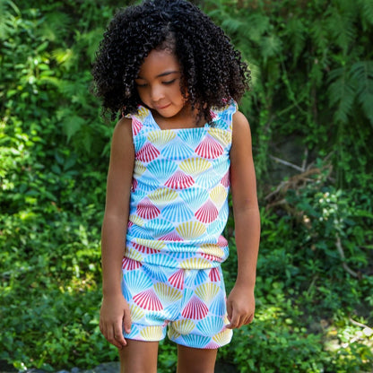 Lucille Ruffle Tank Shorts Set - Rainbow Shells - Sugar Bee Clothing