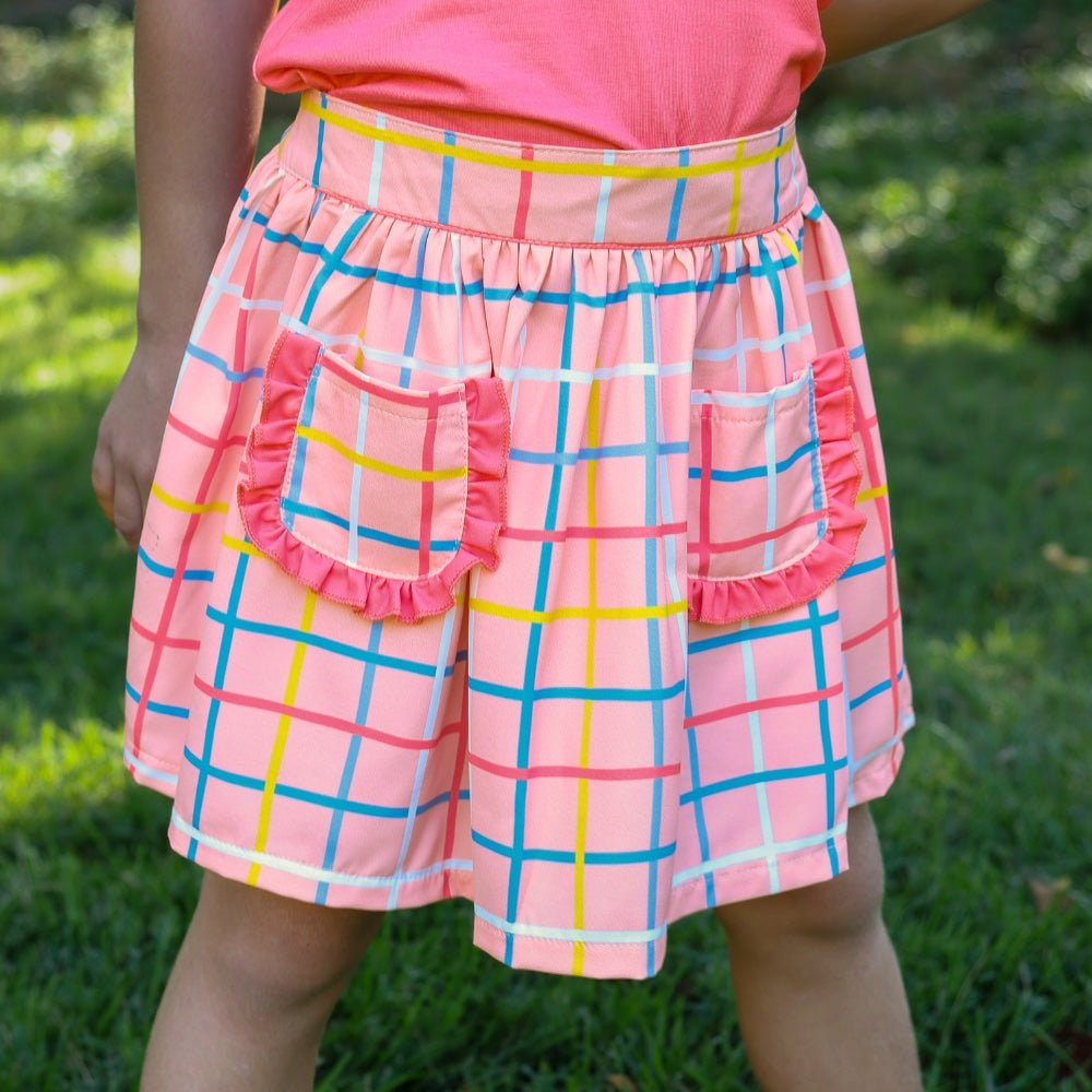 Loretta Ruffle Pocket Skort - Dreamscape Plaid - Sugar Bee Clothing