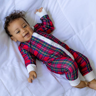Baby Buttflap Pajamas - Tartan Holiday Lounge - Sugar Bee Clothing