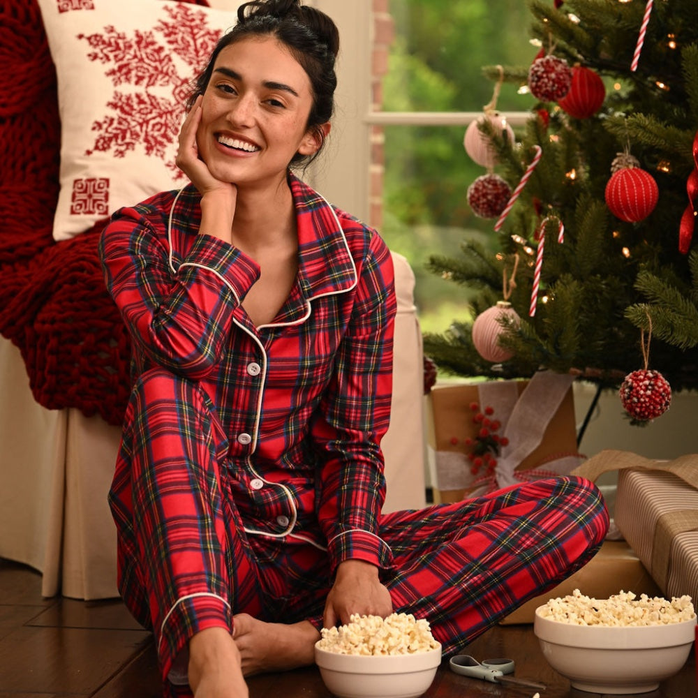 Button Down Pajamas - Tartan Holiday Lounge