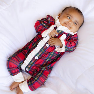 Baby Ruffle Buttflap Pajamas - Tartan Holiday Lounge - Sugar Bee Clothing
