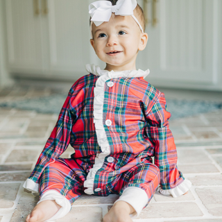 Ruffle Buttflap Pajamas - Tartan Holiday Lounge - Sugar Bee Clothing