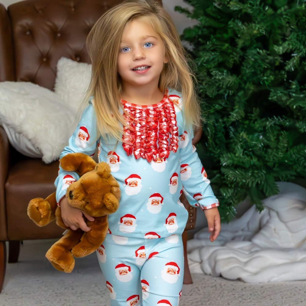 Ruffle Buttflap Pajamas - Vintage Santa Holiday Lounge