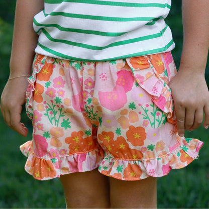 Rose Ruffle Shorts - Wildflower Trail - Sugar Bee Clothing