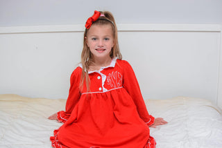 Ruffle Nightgown - Red Holiday Lounge - Sugar Bee Clothing
