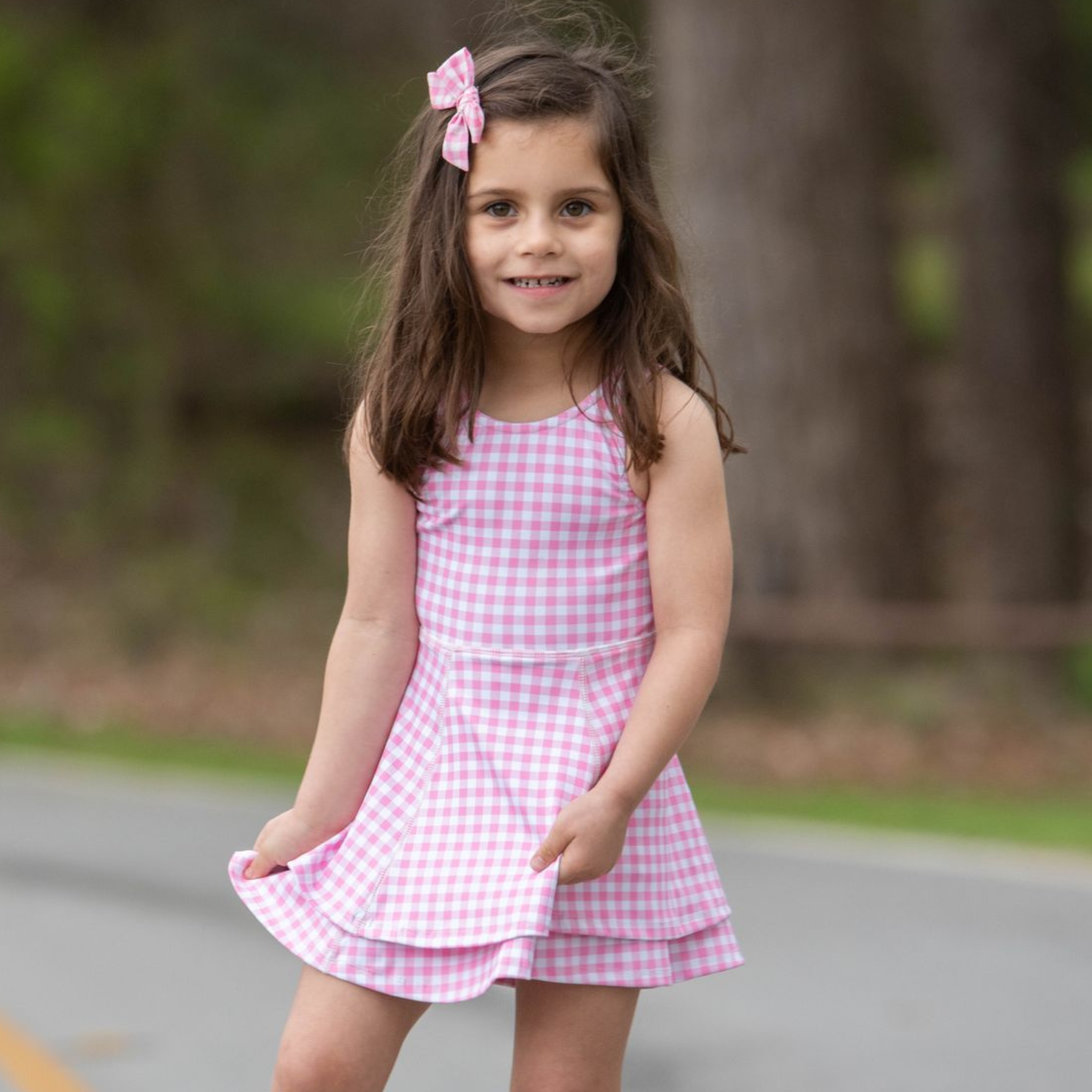 pink gingham tennis dress Ruffle Tennis Dress