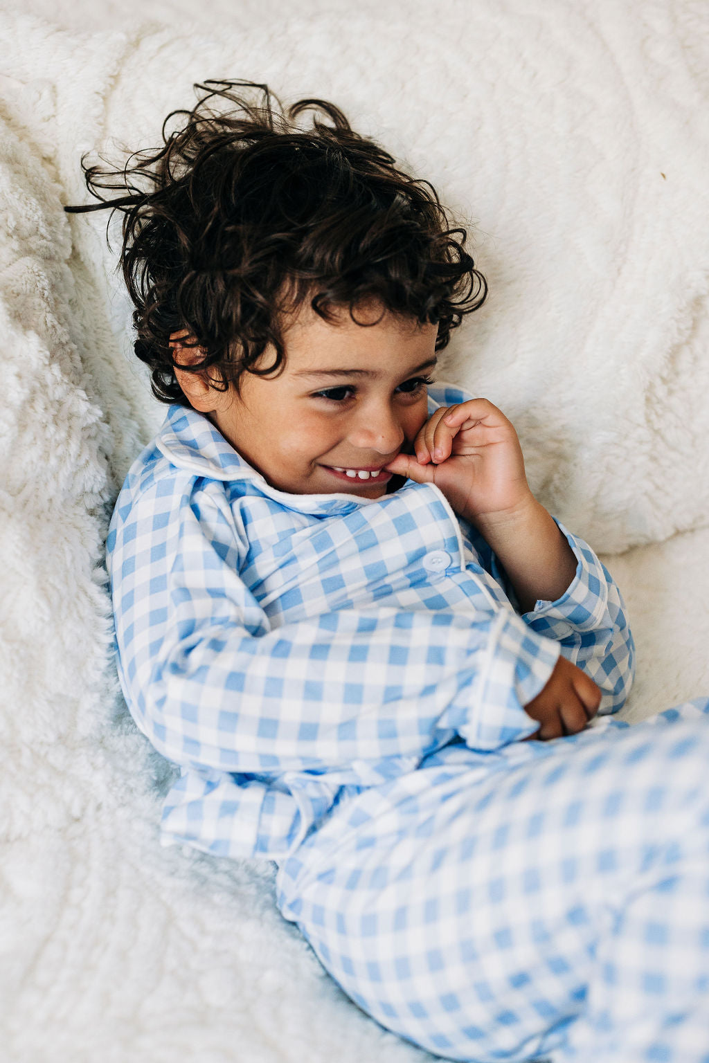 Blue Gingham - Long Sleeve Button Down Pajamas