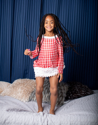 Red Gingham - Ruffle Gown with Bloomers