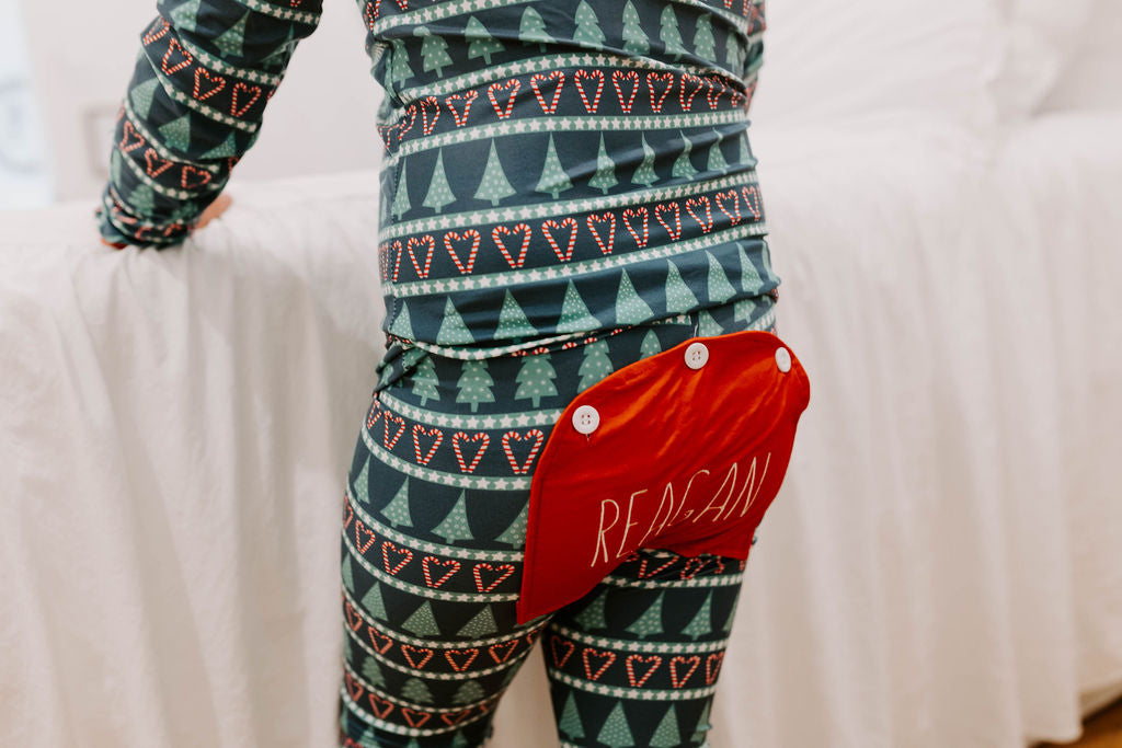 Ruffle Buttflap Pajamas - Trees And Candy Canes