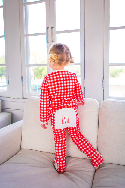 Red Gingham - Ruffle Buttflap PJs