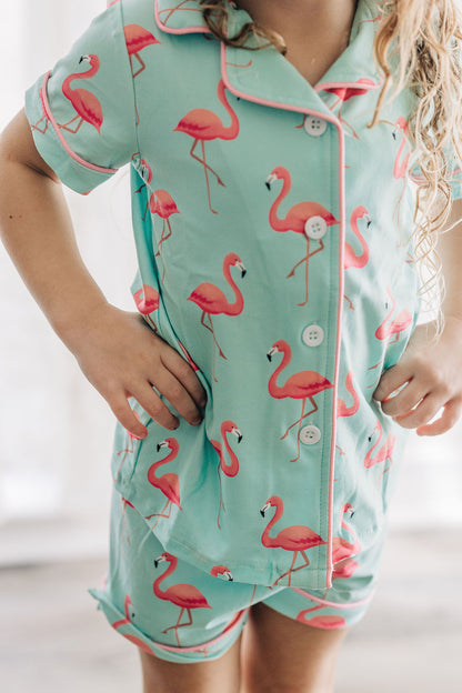 Button Down Pajamas - Flamingos