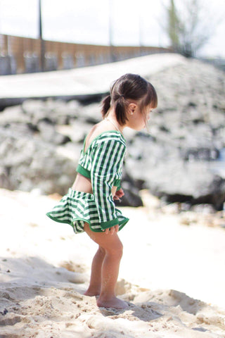 Skirt Bikini - Green Gingham - Sugar Bee Clothing