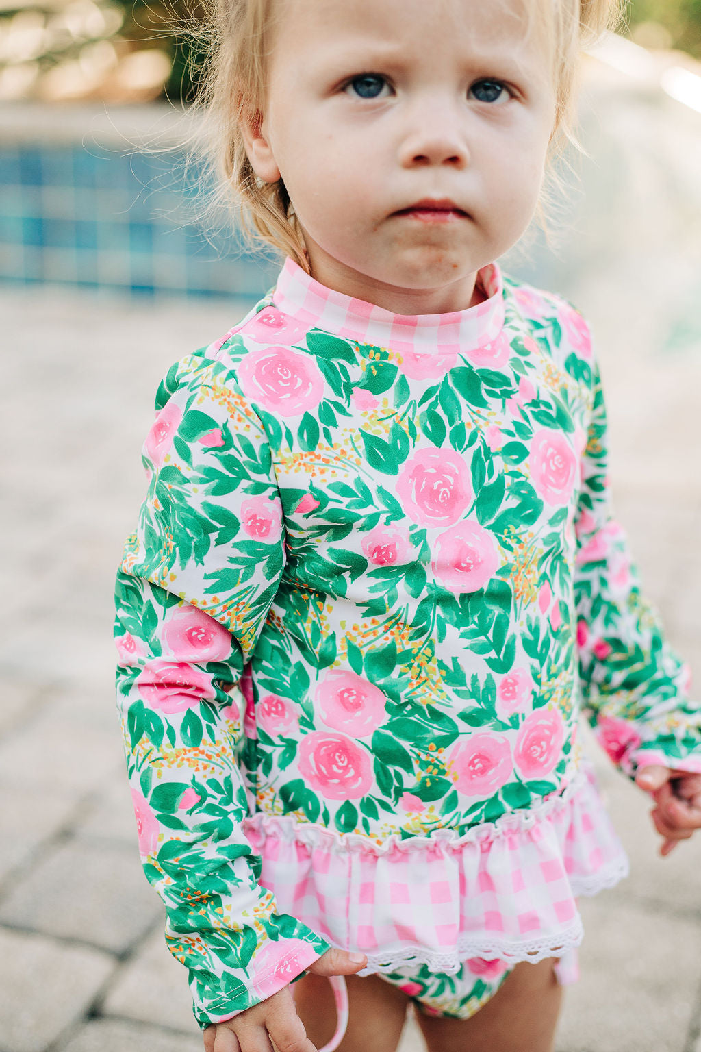Sugar Bee Clothing - Girls Swimsuit - Pink Gingham