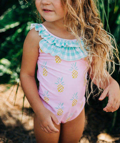 Bow Back Swimsuit - Pink Pineapples