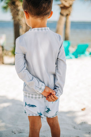 Rashguard - Grey Gingham - Sugar Bee Clothing