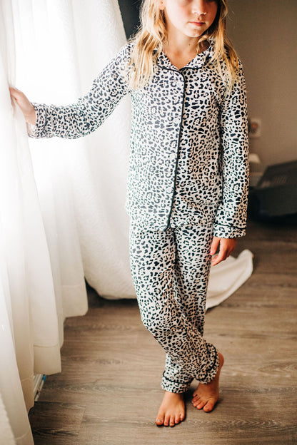 Leopard - Long Sleeve Button Down Pajamas