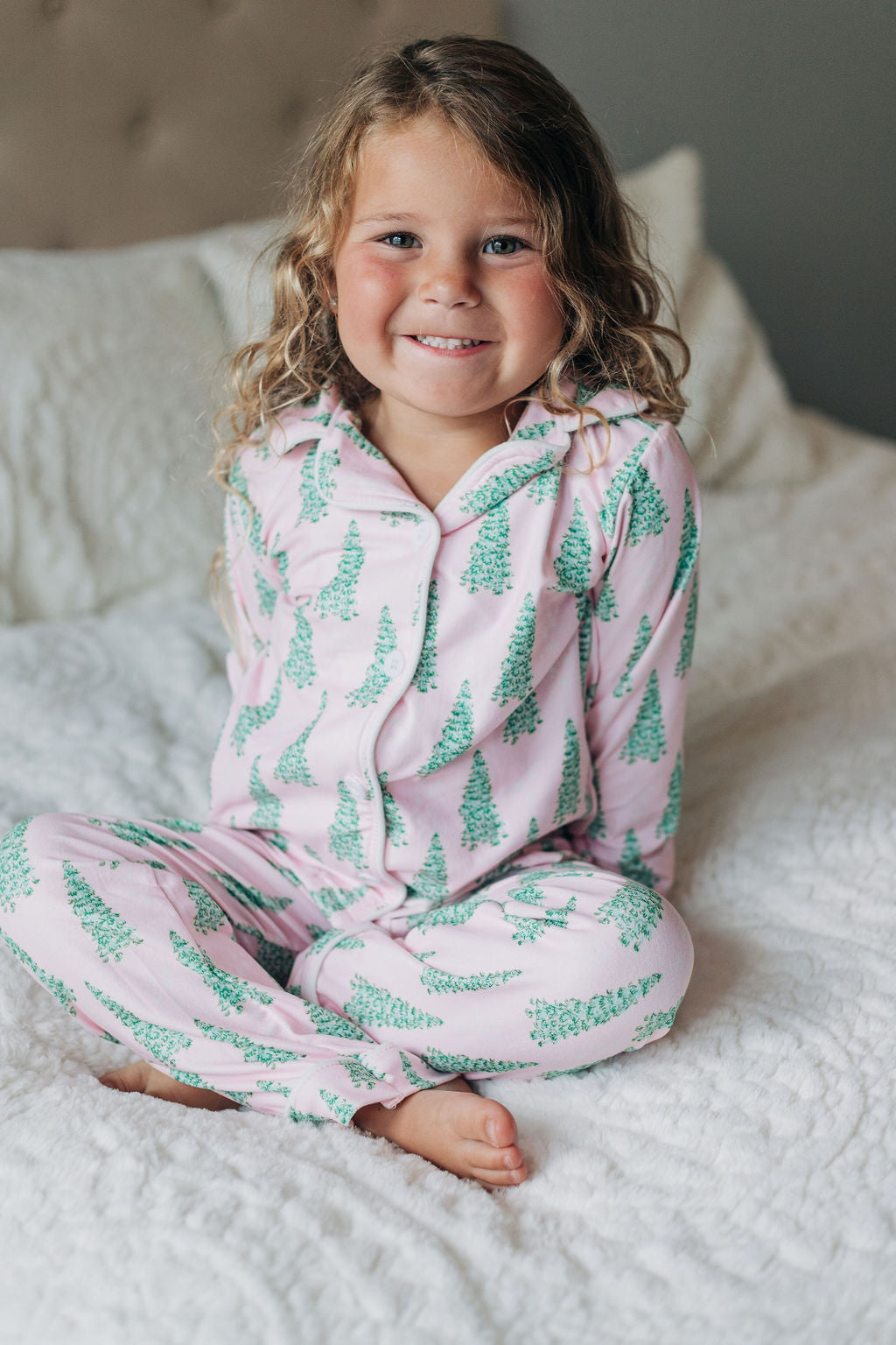 Button Down PJs - Pink Christmas Tree