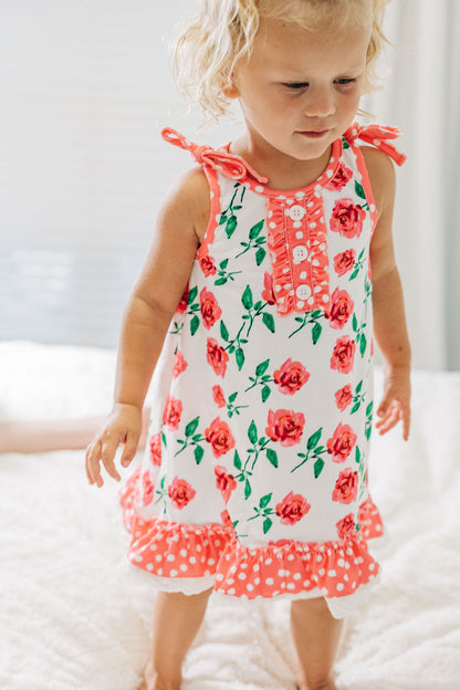 Gown with Bloomers - Fuscia Roses