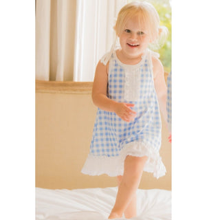 Gown with Bloomers - Blue Gingham - Sugar Bee Clothing