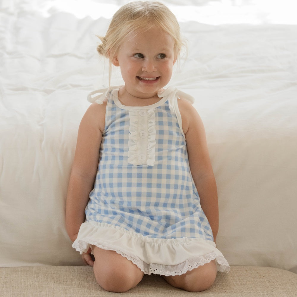 Gown with Bloomers - Blue Gingham