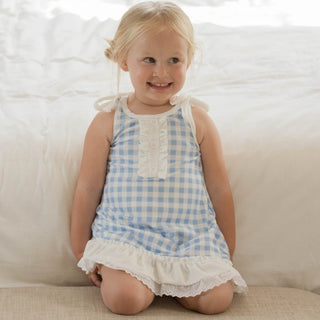 Gown with Bloomers - Blue Gingham - Sugar Bee Clothing