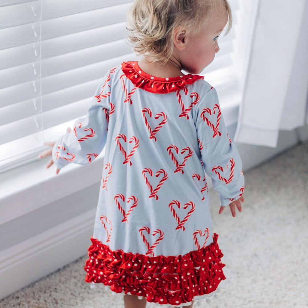 Candy Cane Hearts- Ruffle Gown With Bloomers