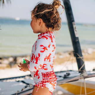 Ruffle Bottom Swimsuit - Crawfish - Sugar Bee Clothing