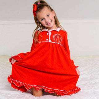 Ruffle Nightgown - Red Holiday Lounge - Sugar Bee Clothing