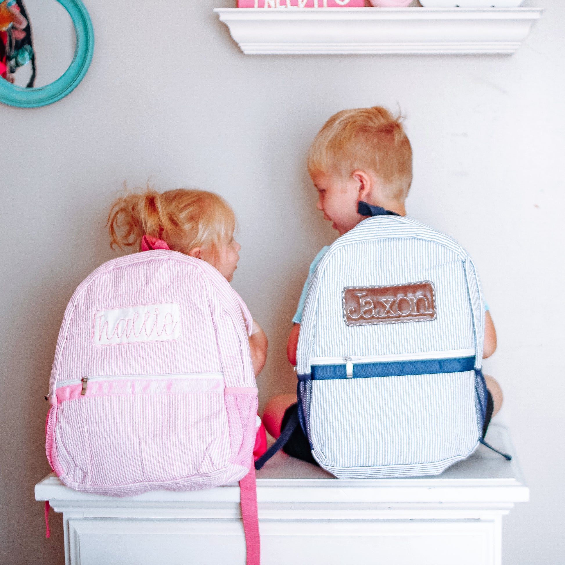 Personalized Seersucker Backpack with Name Applique, Seersucker