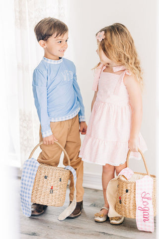 Easter Basket - Pink Gingham Bunny - Sugar Bee Clothing