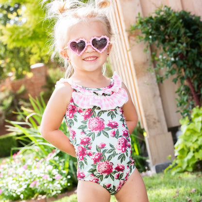 Bow Back Swimsuit - Peonies