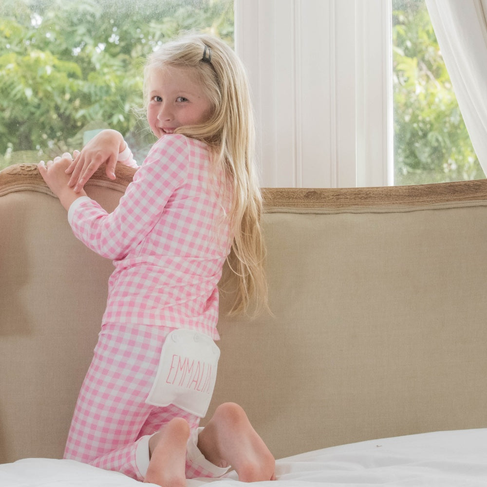 Buttflap Pajamas - Pink Gingham – Sugar Bee Clothing