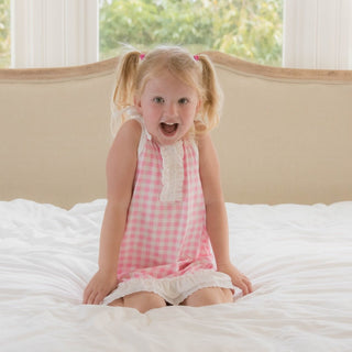 Gown with Bloomers - Pink Gingham - Sugar Bee Clothing